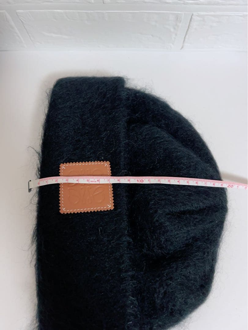 ロエベ LOEWE ニット帽 黒 ブラック モヘヤ50%ウール18%