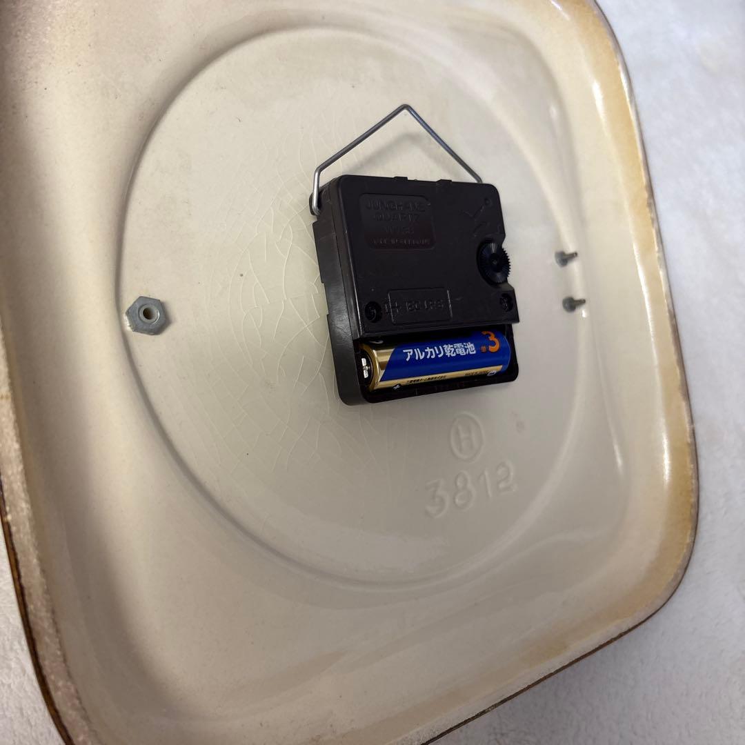 【ヴィンテージ1970's】ドイツ製EUROPA オレンジ 陶器製スクエア時計