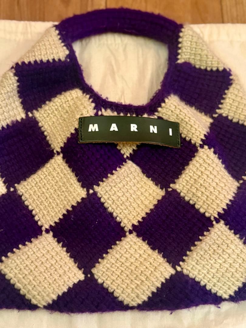 MARNI MARKET/マルニ/パープル/チェック トートバッグ/ニット/紫