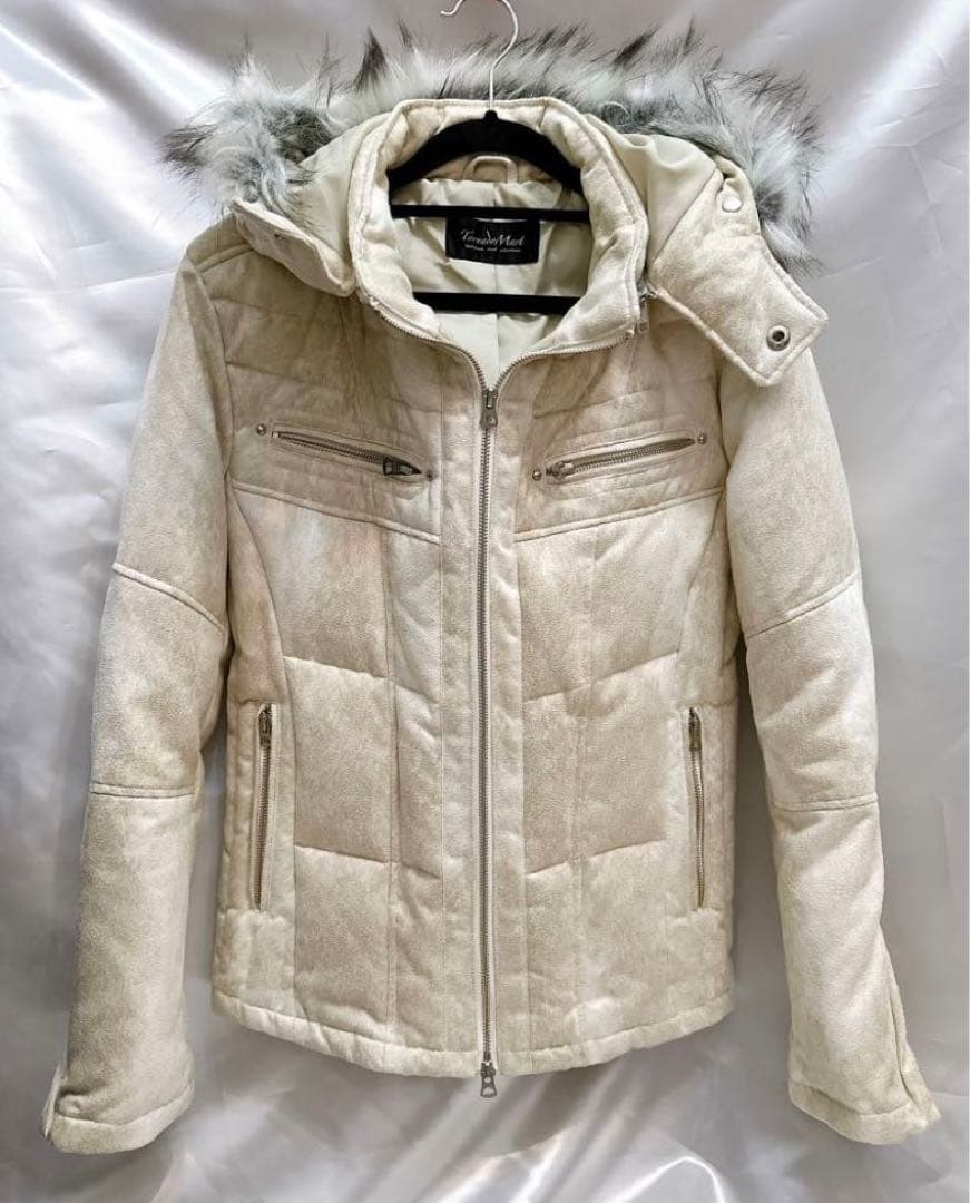 TORNADO MART フェイクファー付きマイクロスエードダウンジャケット