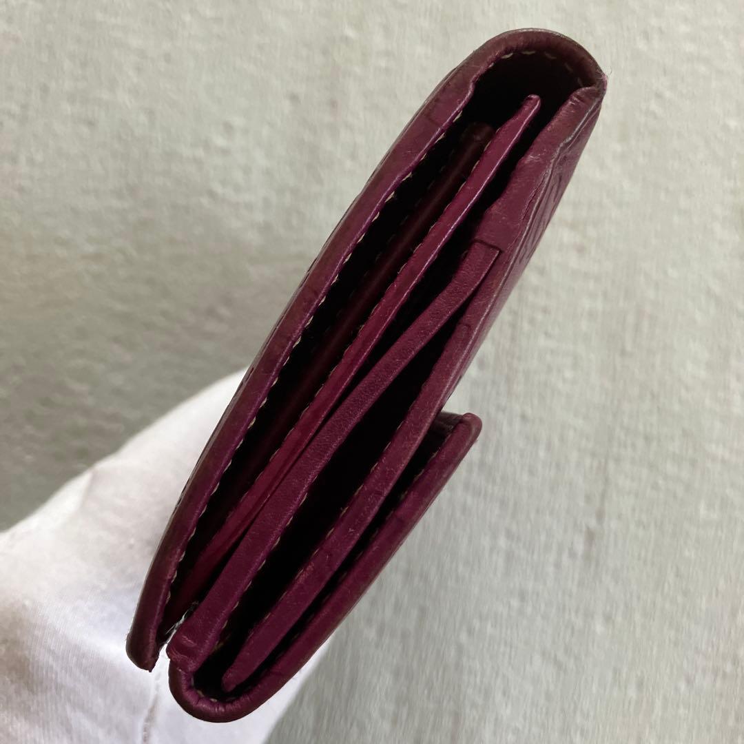 グッチシマレザー　２つ折り長財布　パープル