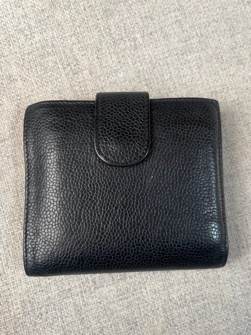 CHANEL ブラック レザー 二つ折り財布