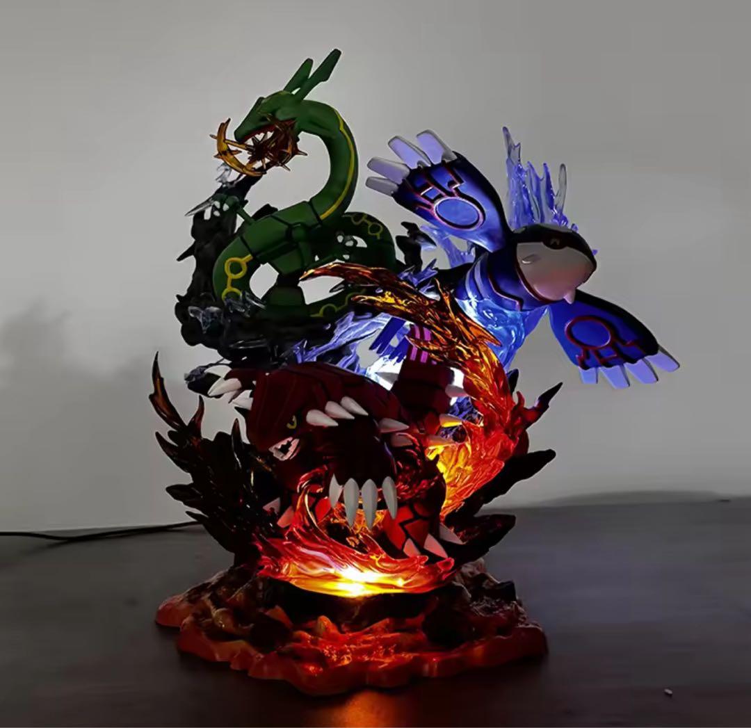 ポケモン フィギュア グラードン カイオーガ レックウザ LED付き 約37cm
