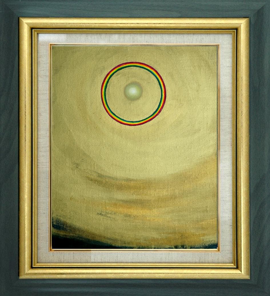 油絵 菅家令子 絵 絵画インテリア額付(黒)F3-G92023 風景祈り希望奇跡