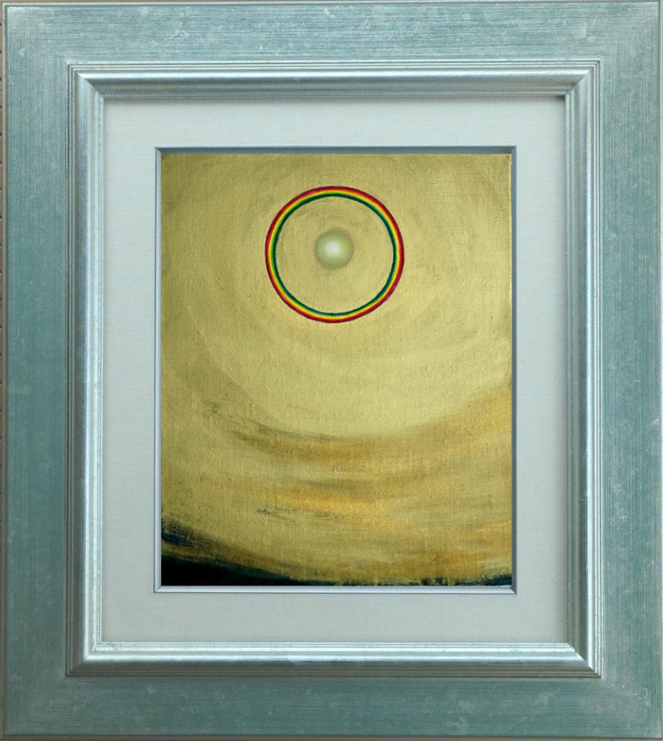 油絵 菅家令子 絵 絵画インテリア額付(黒)F3-G92023 風景祈り希望奇跡