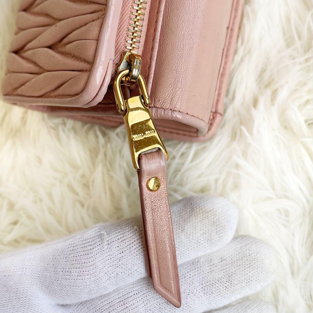 MIU MIU ミュウミュウ マテラッセ L字ファスナー 折り財布 ピンク