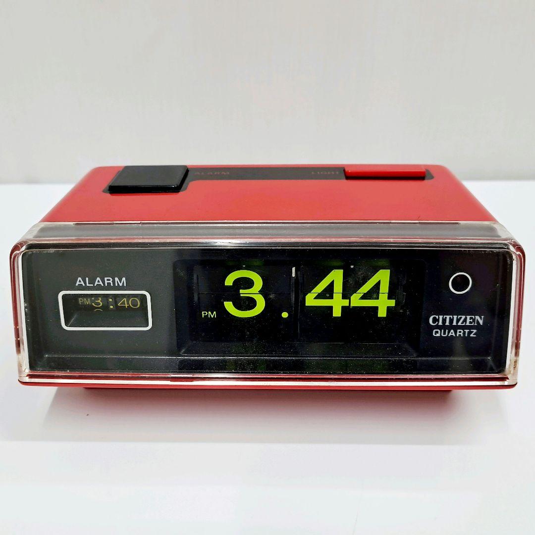 CITIZEN シチズン クォーツ デジタル アラーム パタパタ時計 赤 稼働品