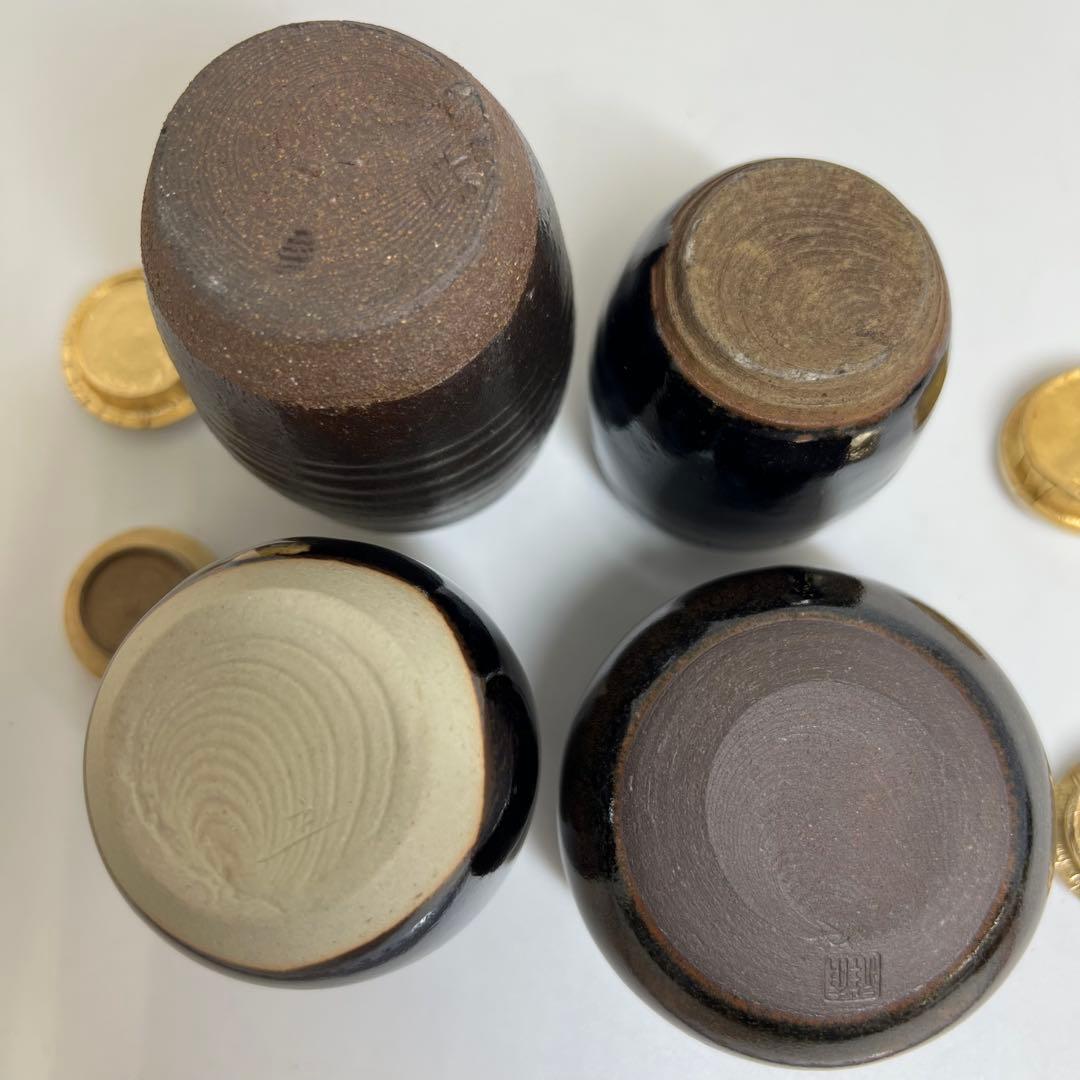 ☆茶3 茶入 極上蓋 4点セット h9.5/9/8/6.5cm 東K7-1220 - 工芸品