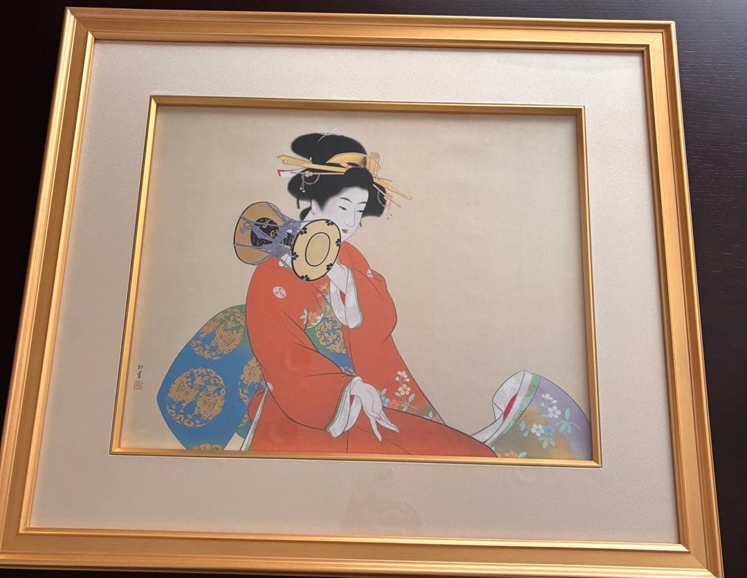 上村松園 鼓の音 シルクスクリーン 額装 - メルカリ