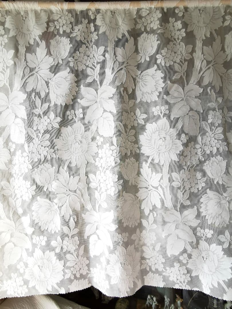 アンティークノッティンガムマドラスレース 向日葵 紫陽花ライラック