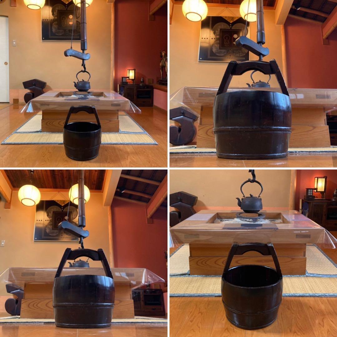 古い木桶 水汲み桶 バケツ 木製 花器 鉢 置物 古道具 レトロ