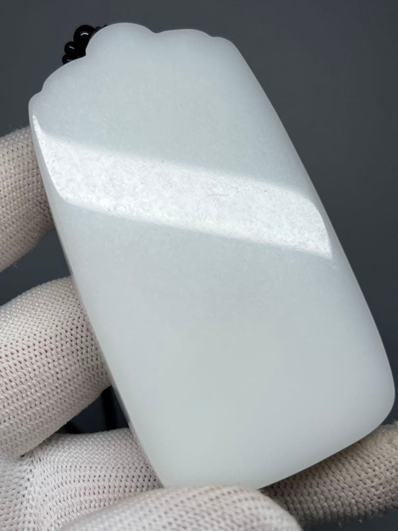 中国美術 本物和田白玉 ネックレス 無事プレート(無事牌) お守り