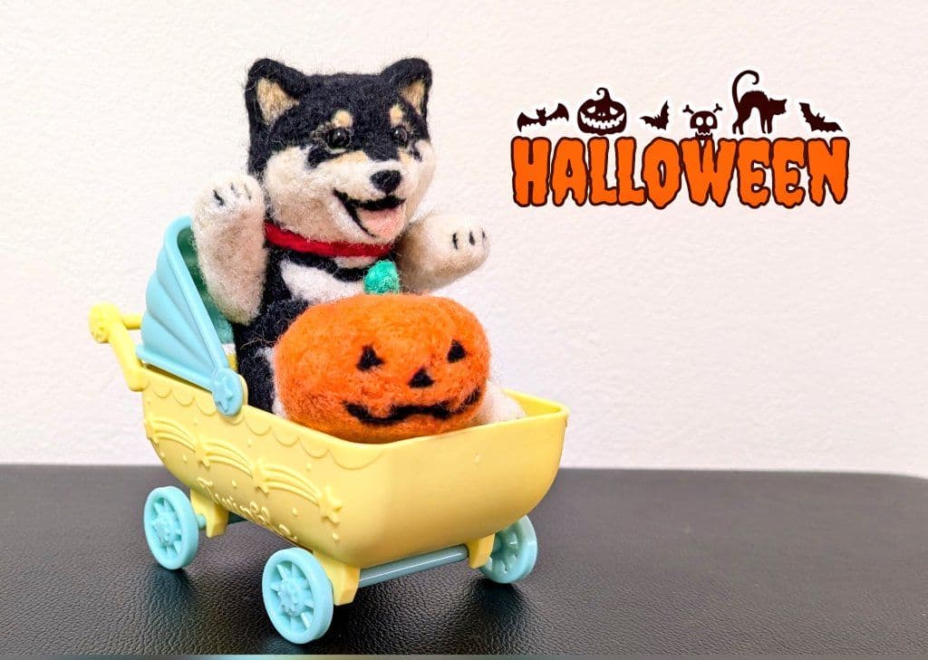 柴犬 羊毛 羊毛フェルト ハンドメイド 黒柴 ハロウィン ウォールインテリア