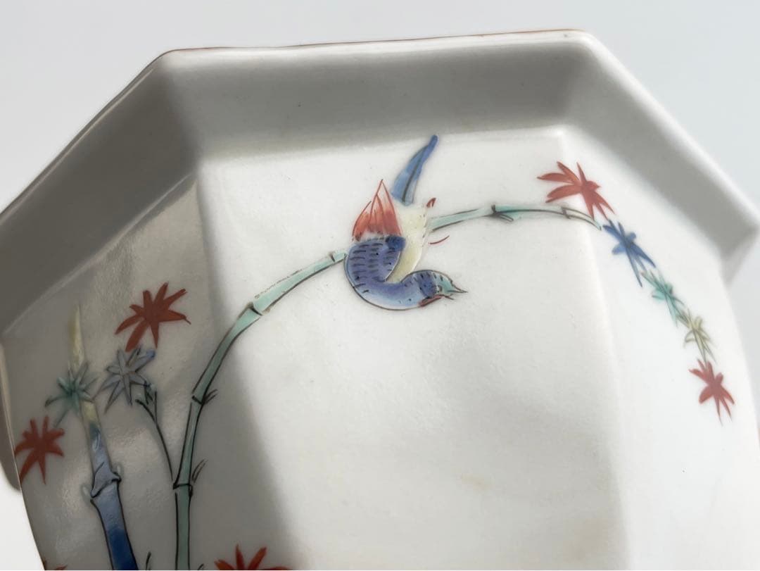 骨董 アンティーク 柿右衛門 竹に雀 八角 小鉢 向付 蕎麦猪口 カップ