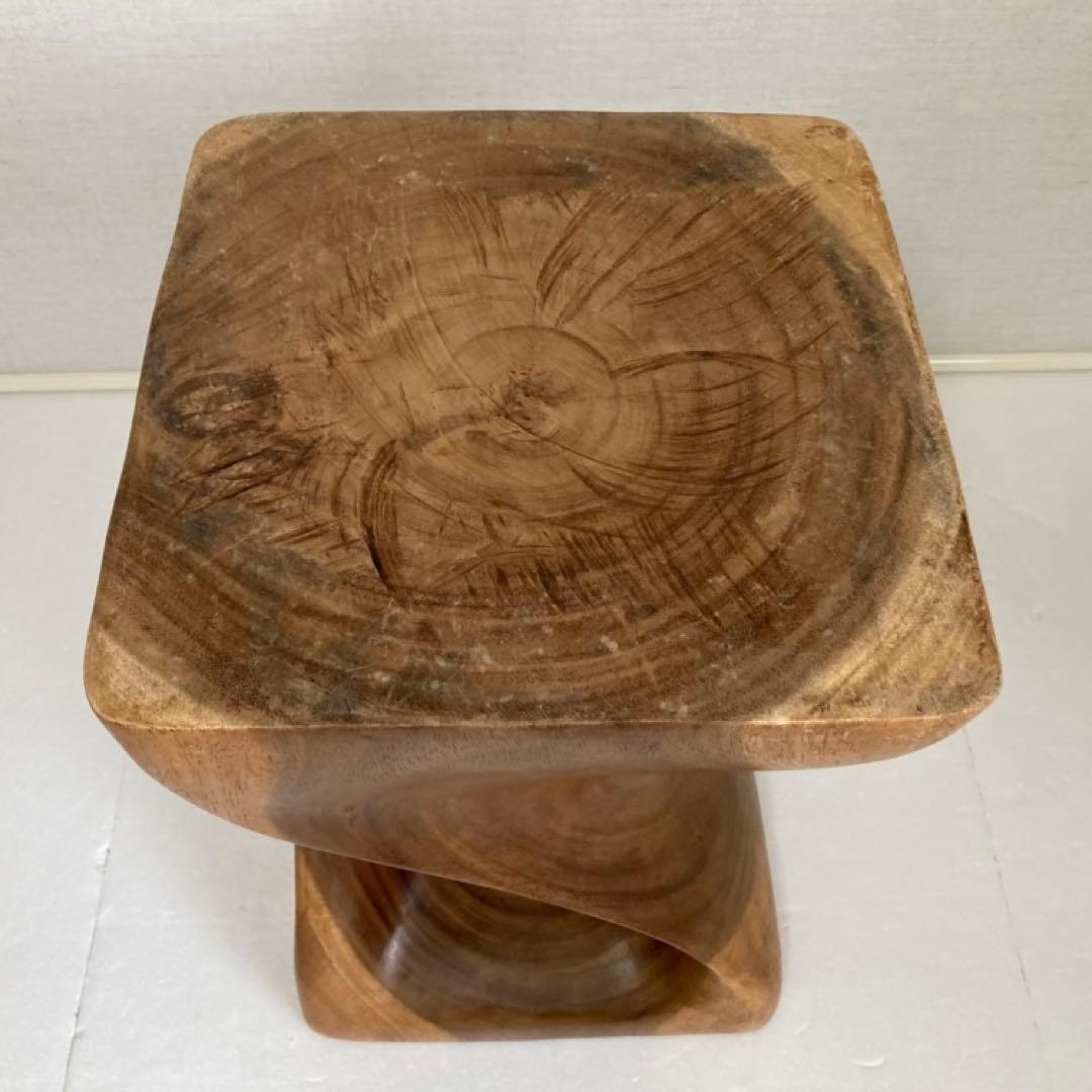 スツール 椅子 チェア 花台 木製 無垢材 ツイスト モダン アジアン 北欧