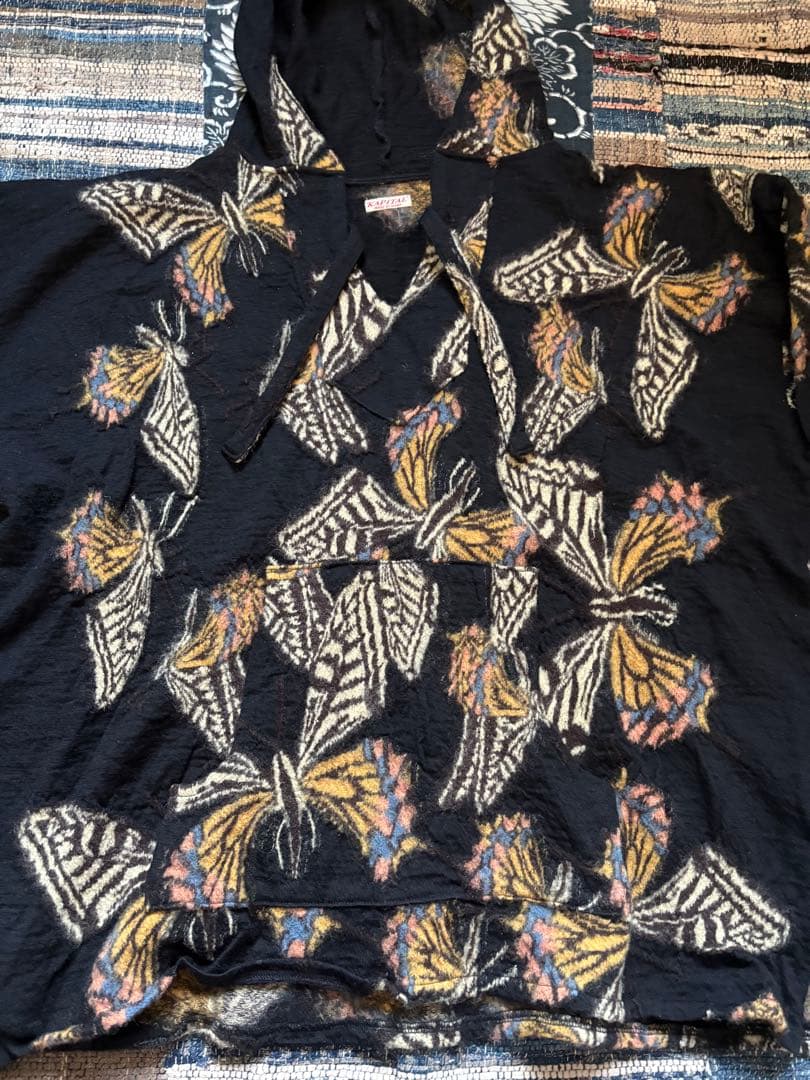 KAPITAL 縮絨ウール　蝶々　フード付きパーカー　バハパーカー