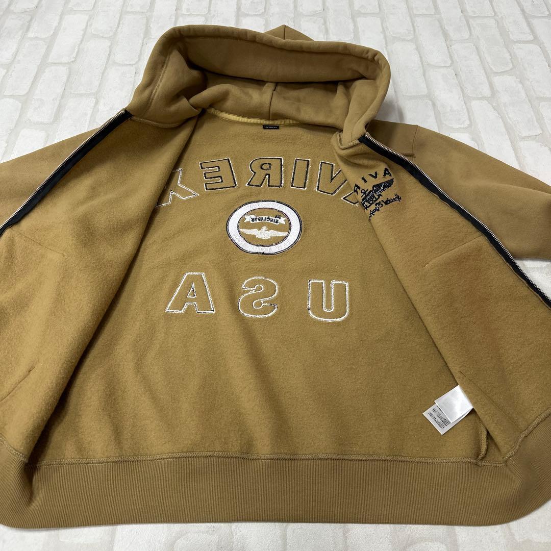 アヴィレックス AVIREX バーシティ ロゴ 刺繍 ワッペン ジップ パーカー