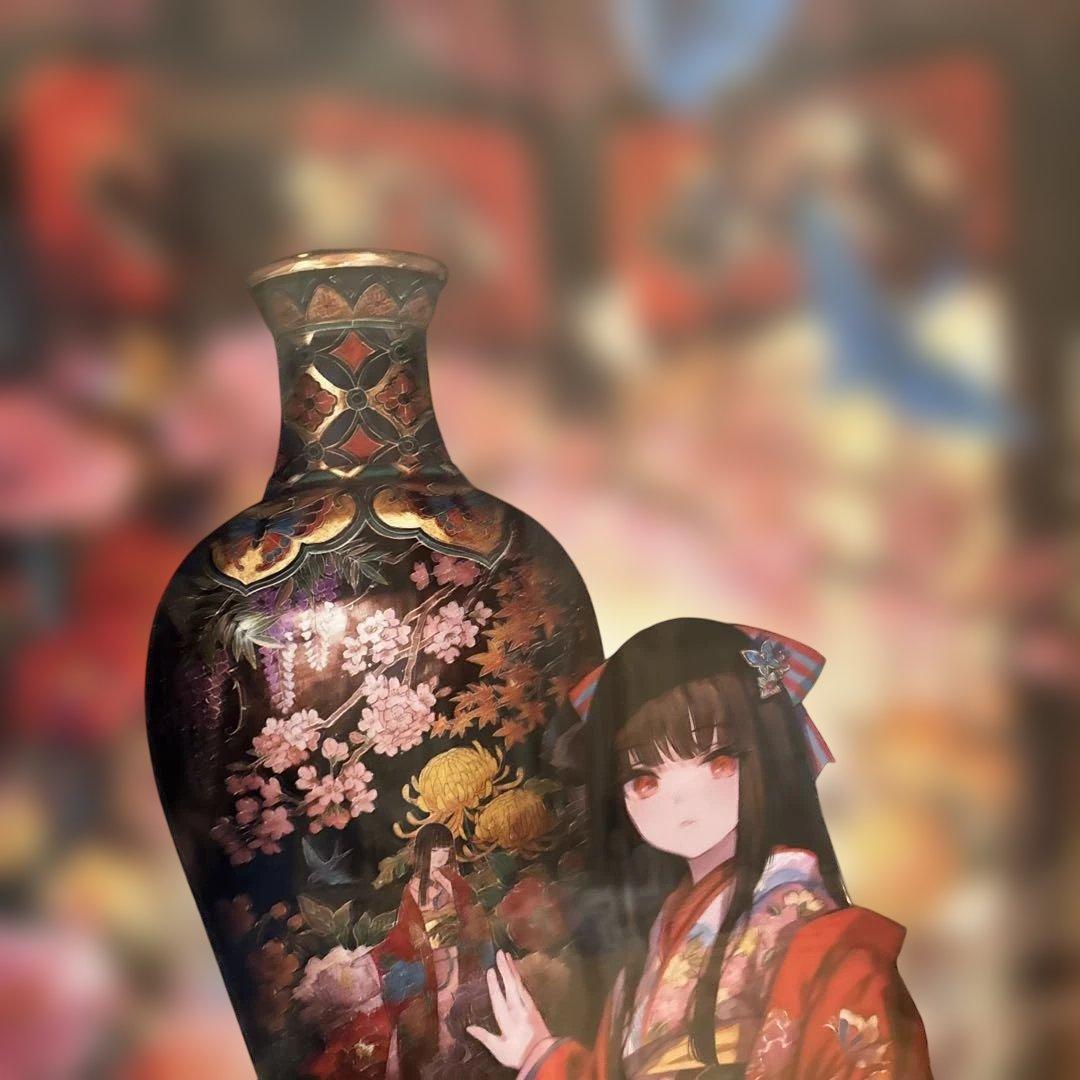 藤ちょこ複製原画(七宝花鳥美人図花瓶)