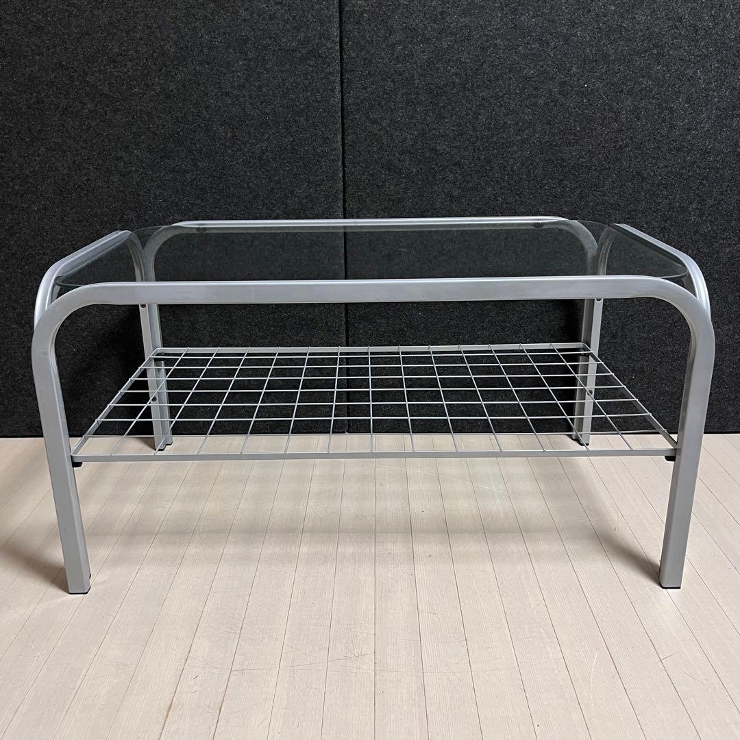 レトロ 80年代 ガラステーブル センターテーブル アイアンフレーム