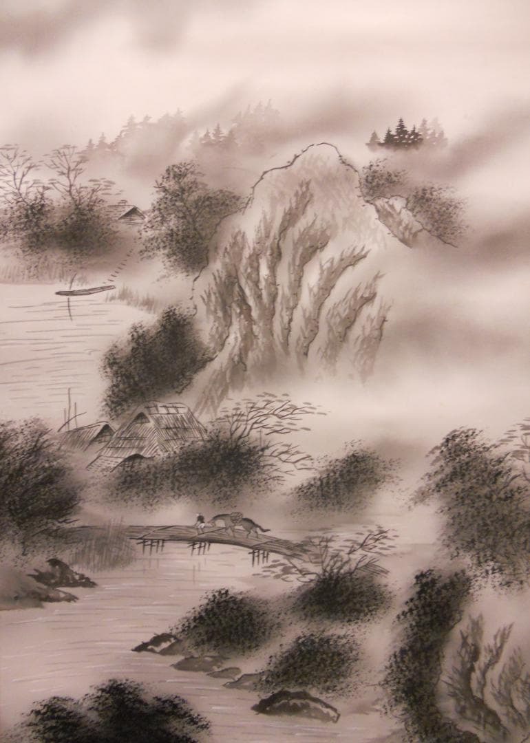 アウトレット ショップホビー・楽器・アート - 掛け軸 堀広陽 水墨山水