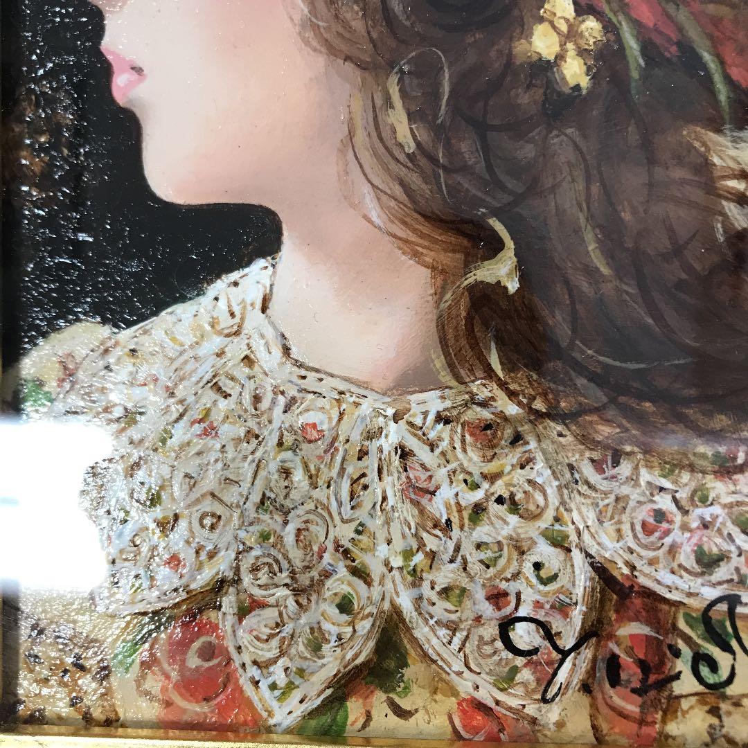 油彩画　肉筆　少女　日高　康志