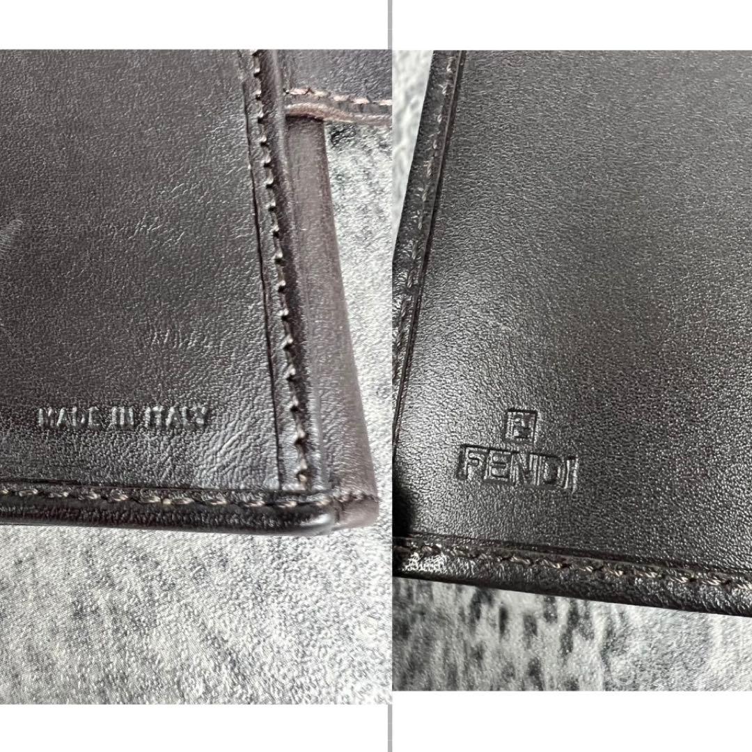 FENDI ズッカ柄 レザー×キャンバス 二つ折り財布 エフイズロゴ