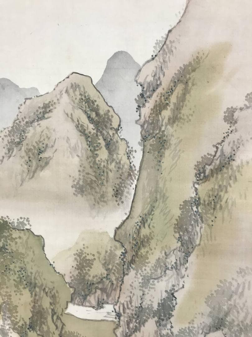 真作/鈴木百年/山水図/楼閣山水図/宮中図/掛軸☆宝船☆AH-693