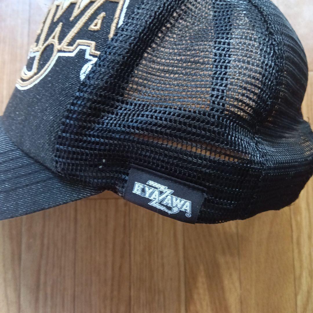 未使用に近い矢沢永吉 E.YAZAWA刺繍ロゴ デニムメッシュキャップ