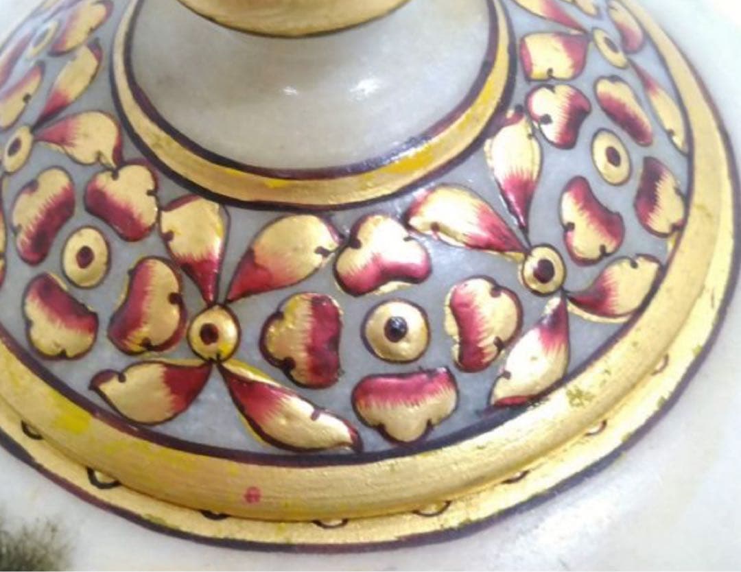 定価25, 手描き 象細密図 大理石 小物入 金彩仕上げ マハラジャ様式