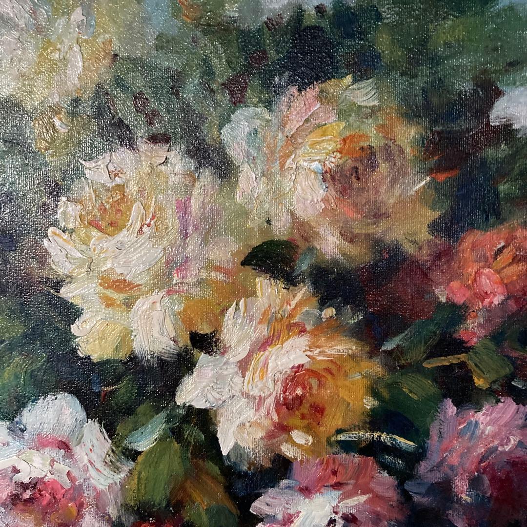S,Kuramoto 「花瓶の薔薇」油彩画67.5×87絵￼53×73cm20P