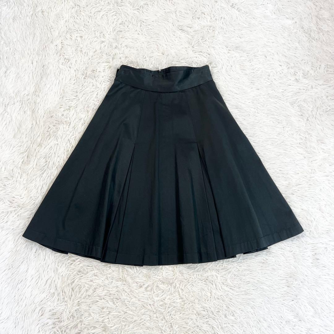 CHANEL サテン　プリーツスカート　金ボタン　ココマーク　ゴールドボタン