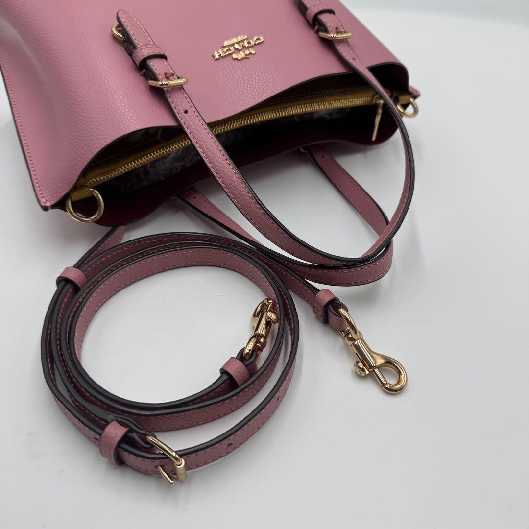 未使用級✨コーチ モリートート ショルダーバッグ 2way 3室 レザー ピンク