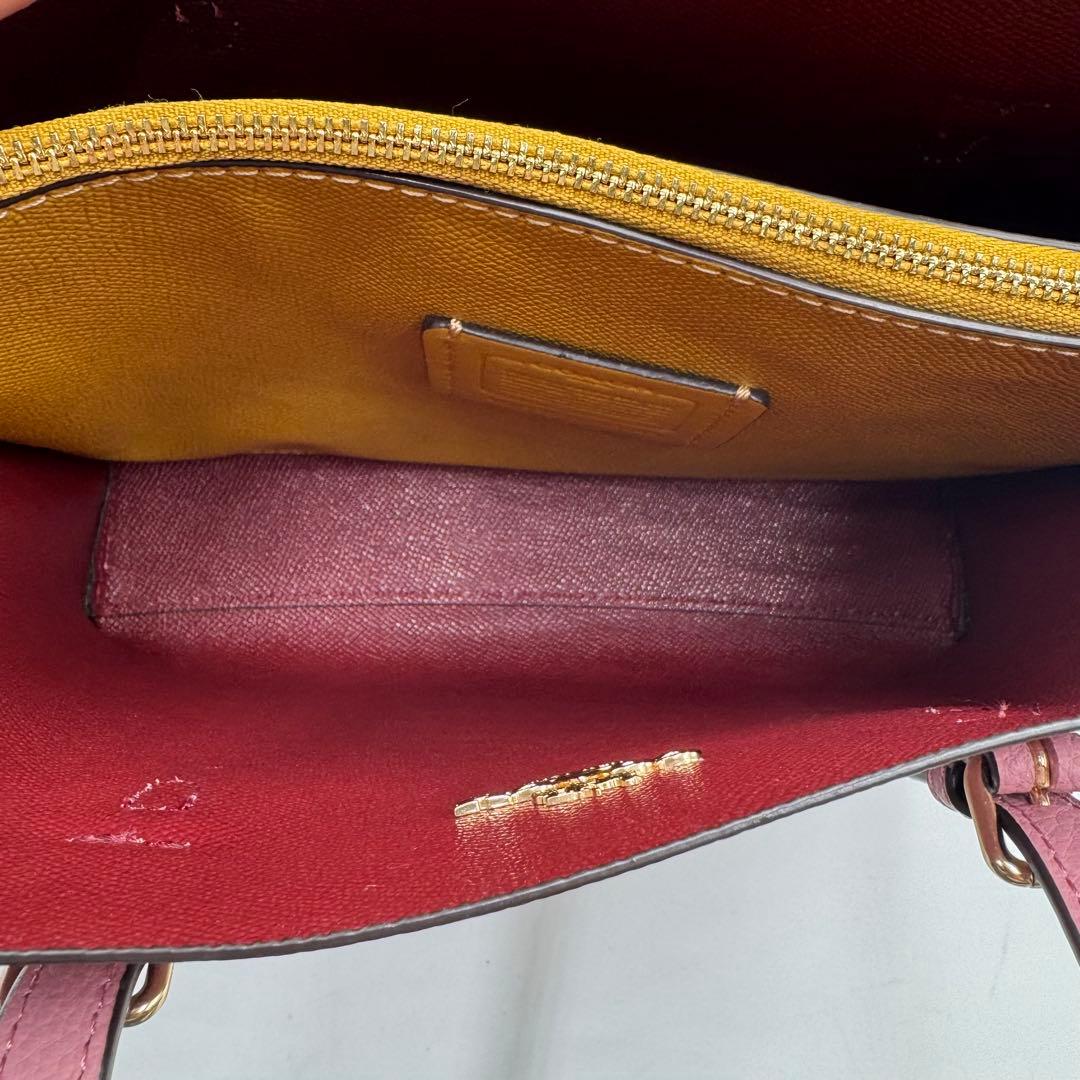 未使用級✨コーチ モリートート ショルダーバッグ 2way 3室 レザー ピンク