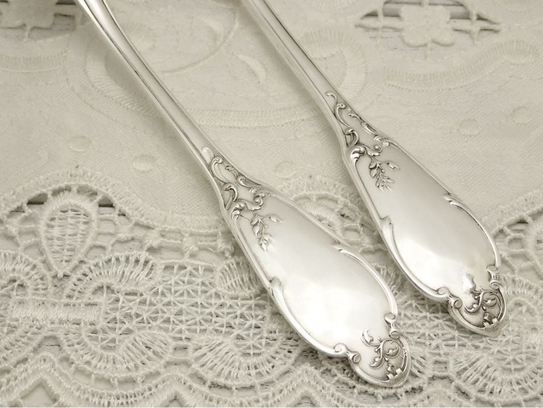 極上品 フランス アールヌーボー期 純銀無垢 スプーン&フォークセット ③