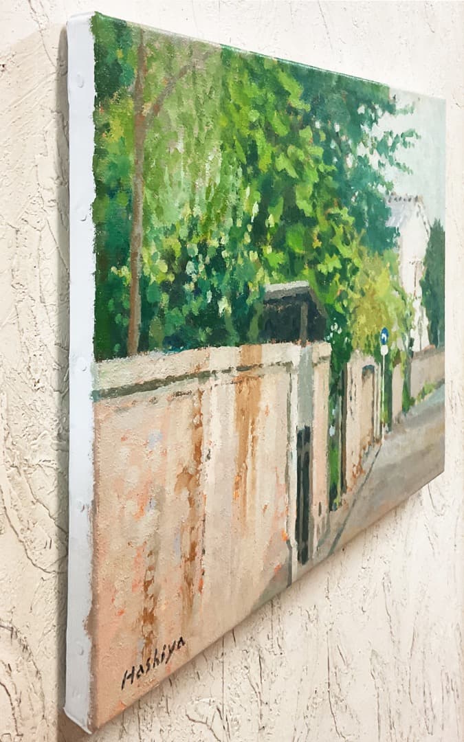 絵画 599 油絵 風景 東京 街角 本駒込 屋敷 通り F6号 名古屋 京都
