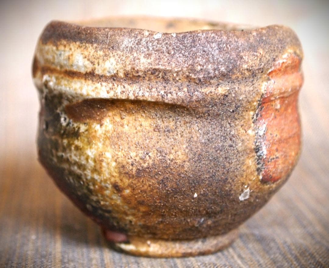 希少作★小出尚永【師：原田拾六】★備前ぐいのみ★共箱・布