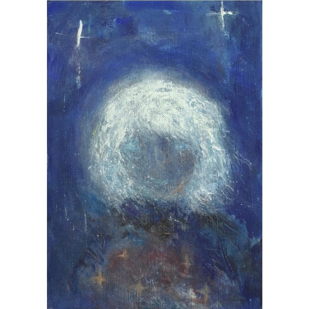 内野隆文　冬の旅　絵画　肖像画　キャンバスにアクリル　サムホール　現代美術　額縁