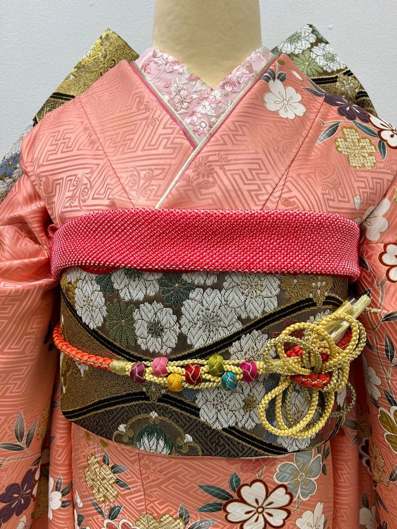 振り袖 フルセット 別誂長襦袢付 ピンク 成人式 金彩加工 刺繍入り 707