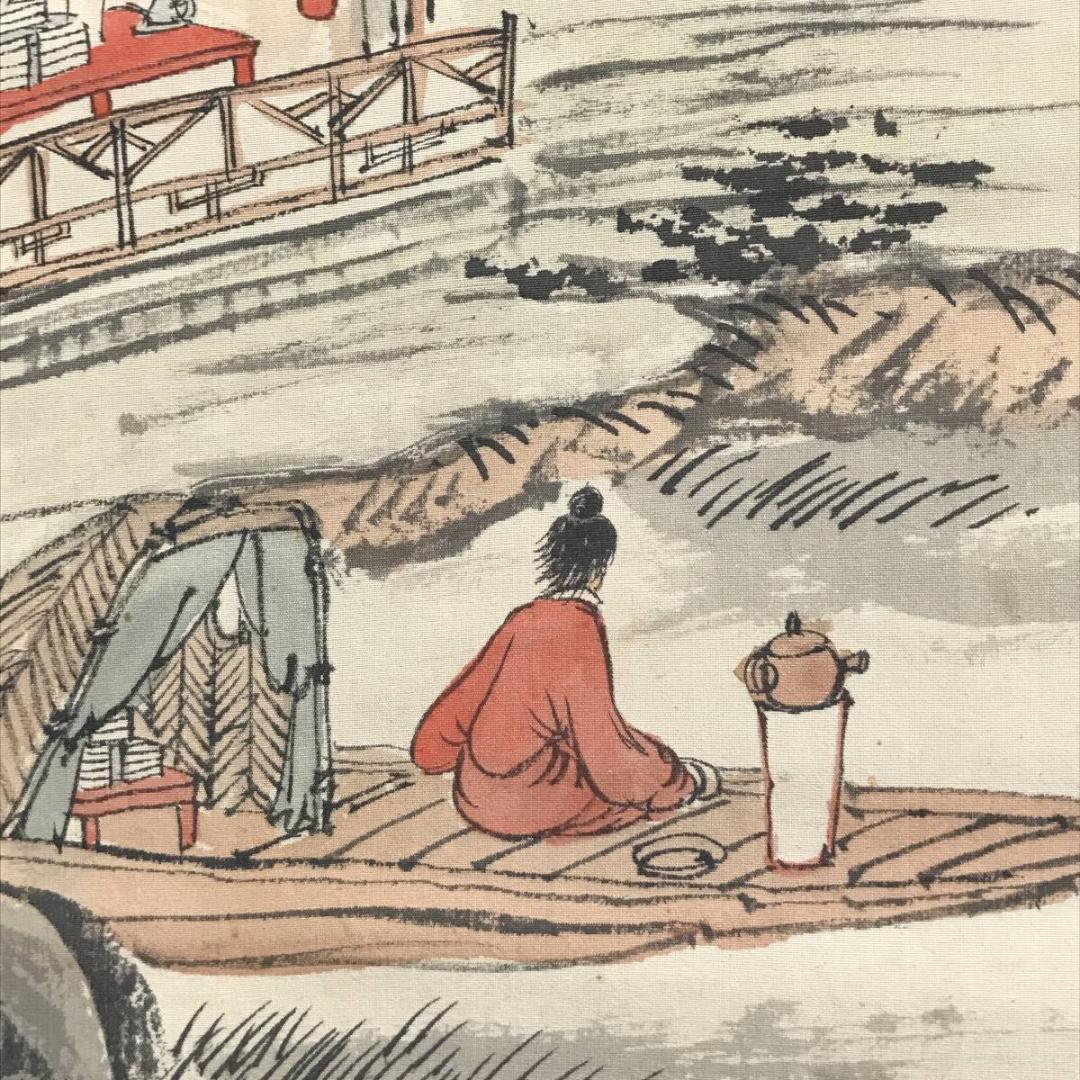 【真作】天野方壺/山水人物画賛/山水図/掛軸/名家伝来/AD-381