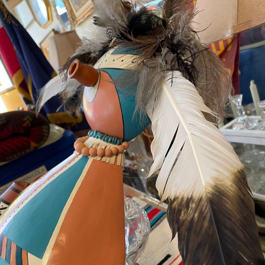 レアBIG！70s〜 ネイティブアメリカン カチナ＆壷の壁掛け ナバホ族