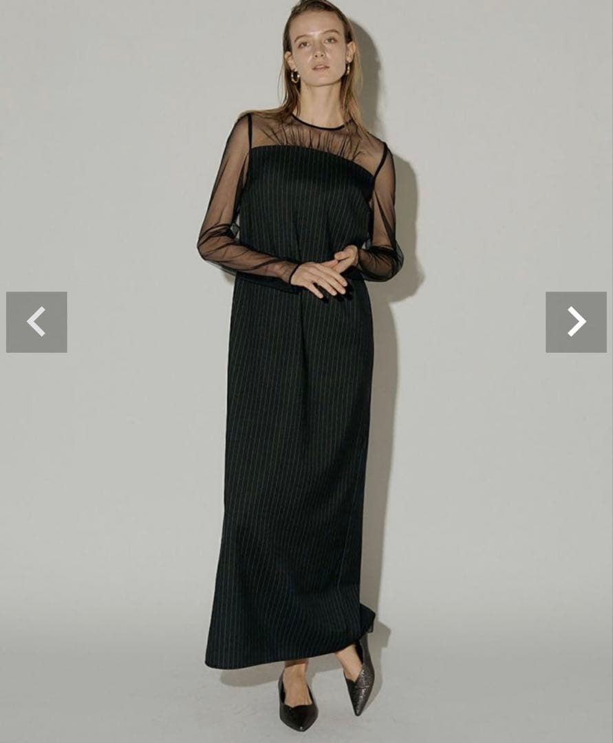 Wavy frill bustier stripe dress リルアー