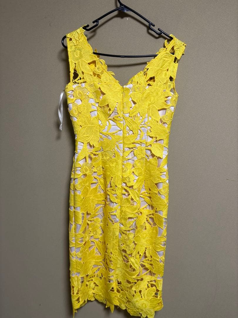 DEA イエローレースタイトドレス