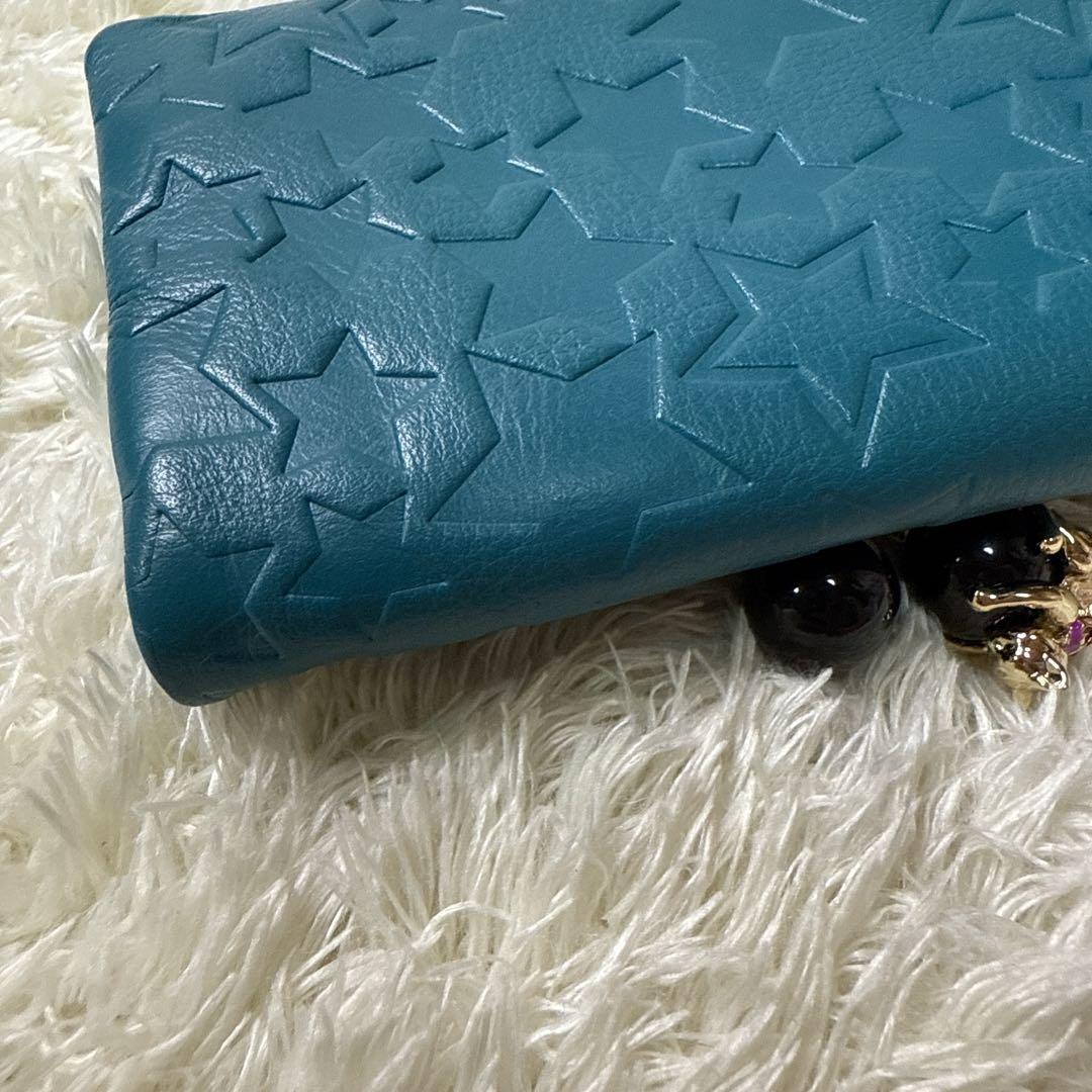 ANNA SUI 二つ折り財布 がま口 プレイングキャット ネコ ターコイズ
