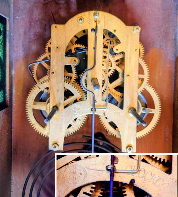 〈完動美品〉舘本時計　7面カットガラス宮型ゼンマイ振り子時計　ボンボン時計古時計