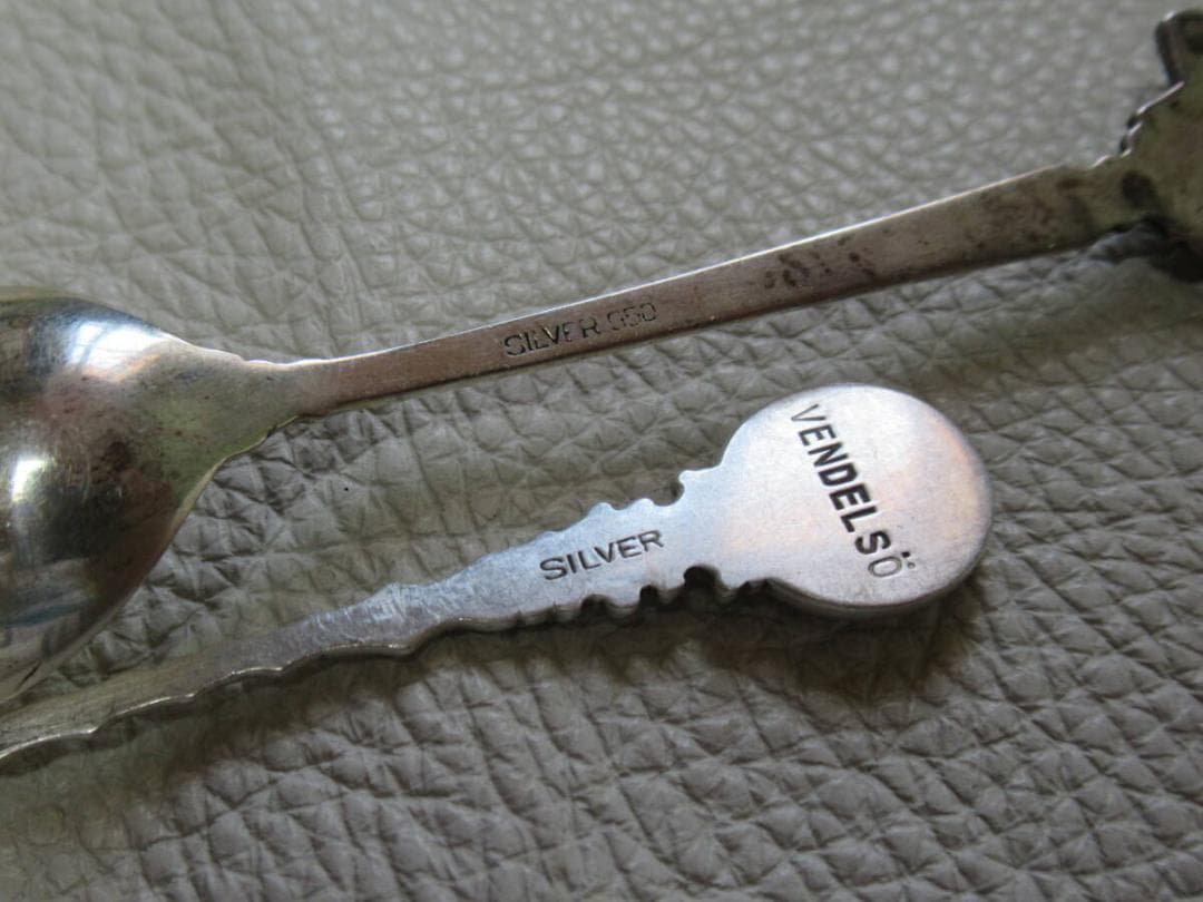 ◆非売品/希少 美品 1960年代！三菱電機 菱友会 銀製と七宝製 スプーン2本