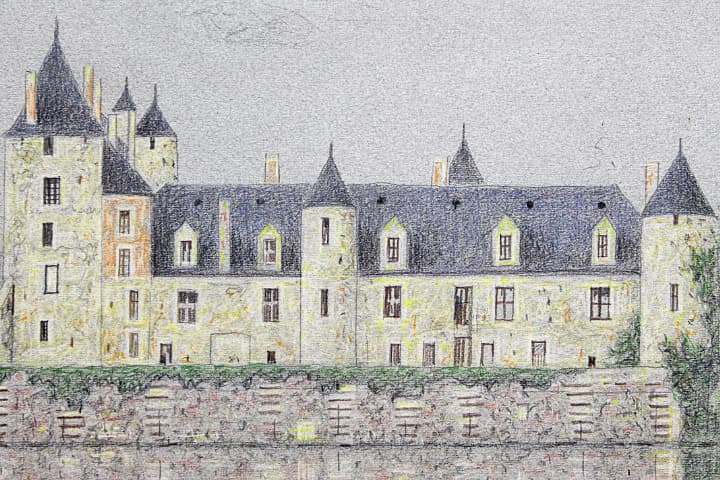 西村龍介【湖城】 原画 パステル 10号