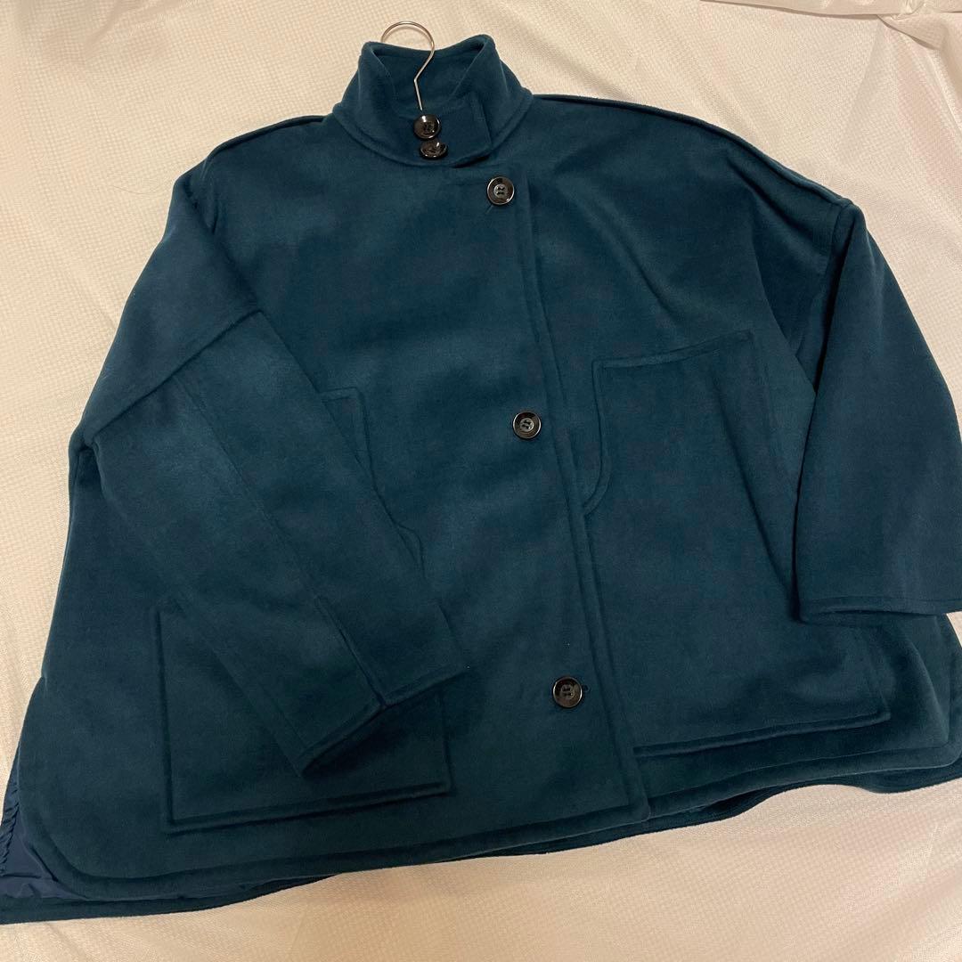 美品】ふじあみ unof コート ブルー - メルカリ