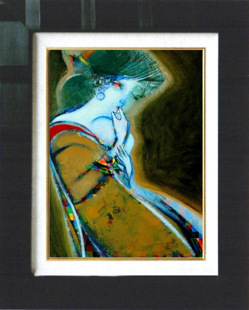 油絵 菅家令子 絵 絵画 インテリア 額付(銀) F4-080514 人物 女性