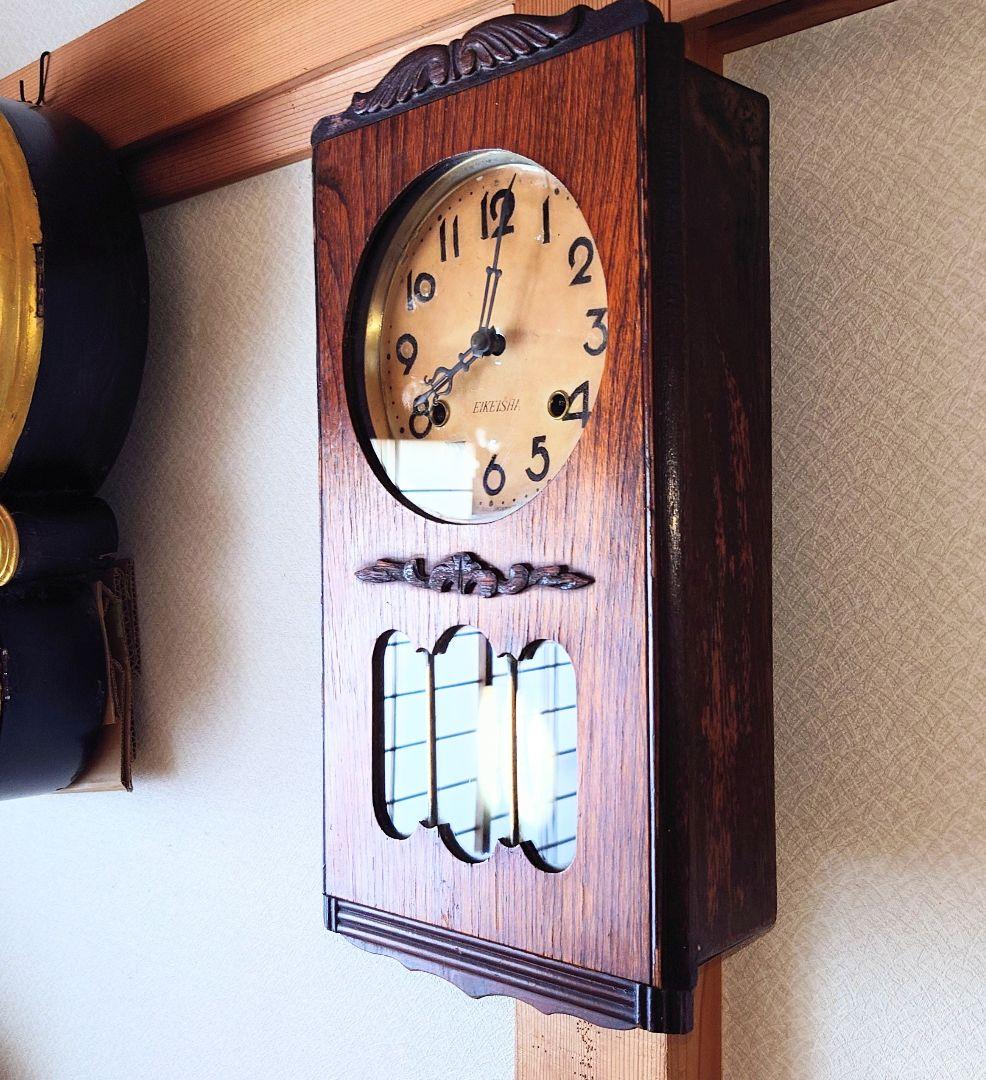 〈完動・美品〉栄計舎　 OCCUPIED JAPAN　箱型ゼンマイ振り子時計