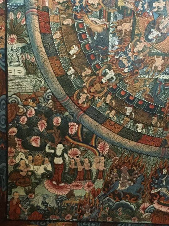 曼荼羅 チベット 額装 手描き 肉筆綿密画